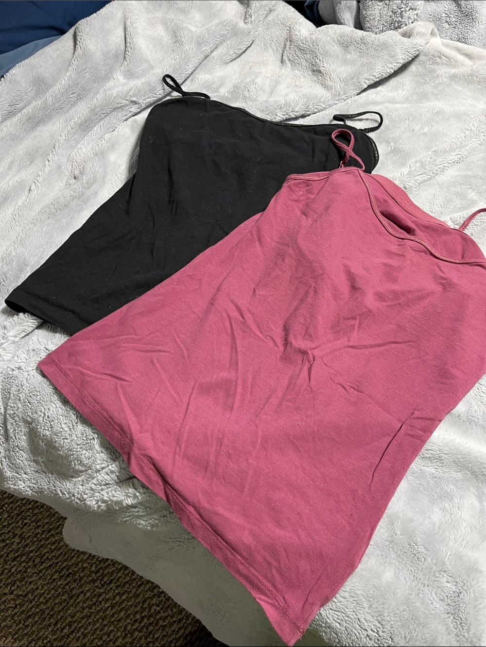 Women’s Spaghetti Strap sparkle Tank Top with shelf bra- Pink & Black NWOT